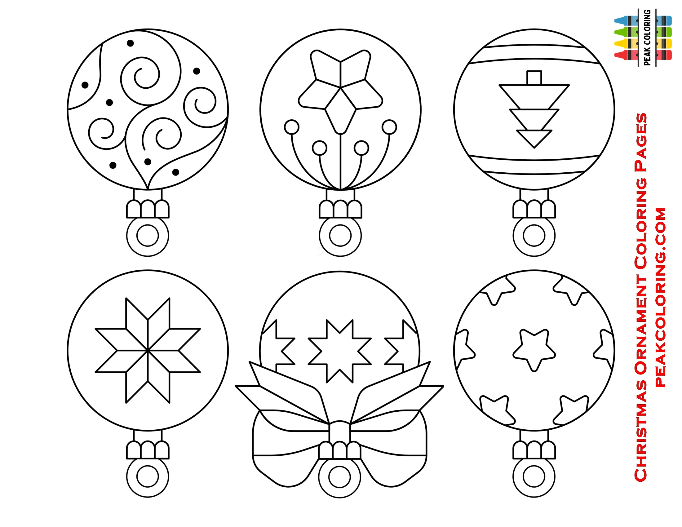 Christmas Ornaments Coloring Pages Tree Free Printable for Easy 