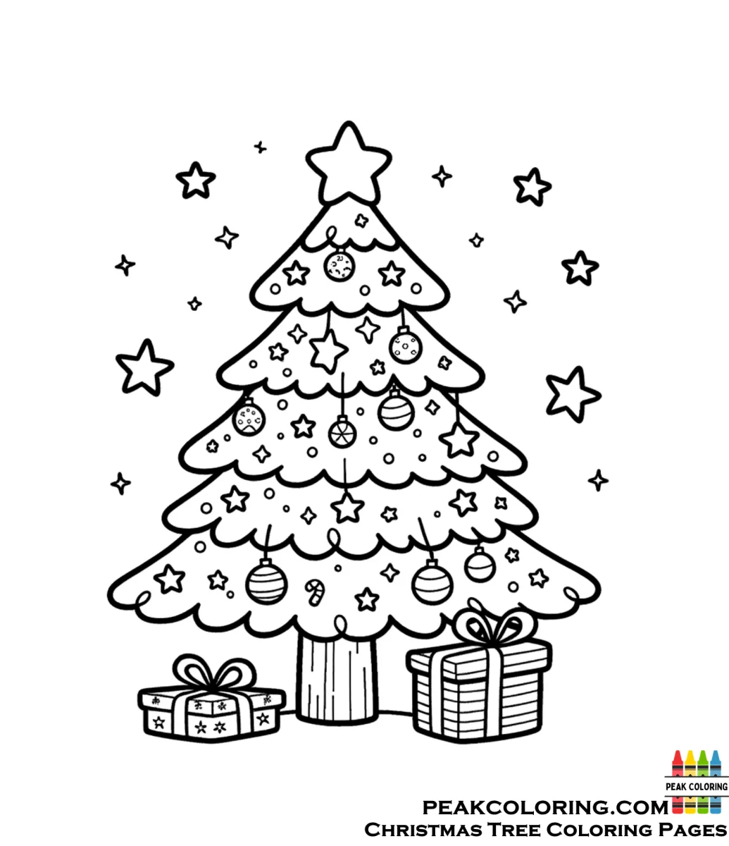 Christmas Tree Coloring Pages - Printable Free Cute Book **2025 