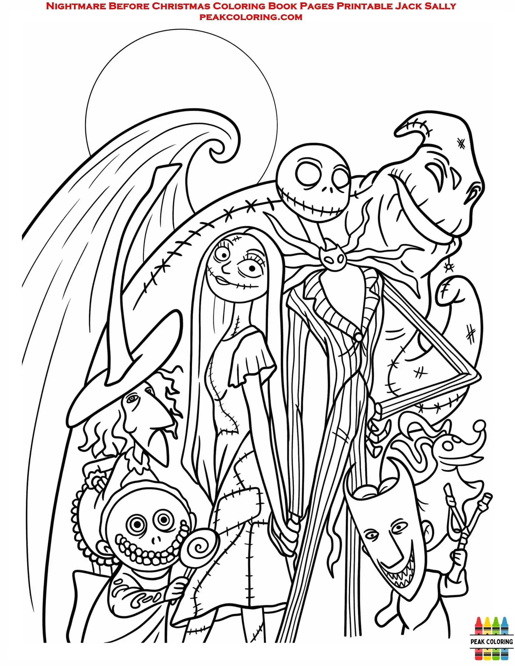 Nightmare Before Christmas Coloring Book Pages Printable Jack Sally 